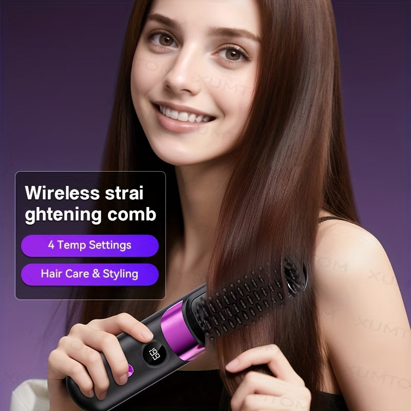 2 in 1 Cordless Hair Straightener Brush